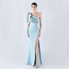 Craft hot diamond lace high-end foreign trade satin evening dress