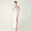 New beaded hot diamond craft slim evening dress, banquet wedding officiant