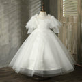 Little Girl First Communion Dress Girl Princess Dress White Puffy Baptism Communion Dress
