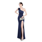 Unique fashion order design simple and elegant one-shoulder long dress high-end evening dress