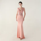 New Bead Lace Bead Embroidery Evening Ceremony, Off-Shoulder Fishtail Dress, Red Carpet Wedding Banquet Dress