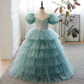 Vestido para niñas de flores, vestido para desfile infantil, vestido de pastel, vestido de comunión formal esponjoso para cumpleaños 