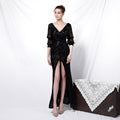 New banquet temperament elegant long medium sleeve sleeve sequined aura queen fishtail, evening dress