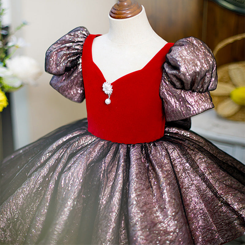 Babykleid für Mädchen, Kleinkinder, Sommerkleid, Kommunionskleid, Vintage-Kleid mit Puffärmeln, Geburtstagskleid 
