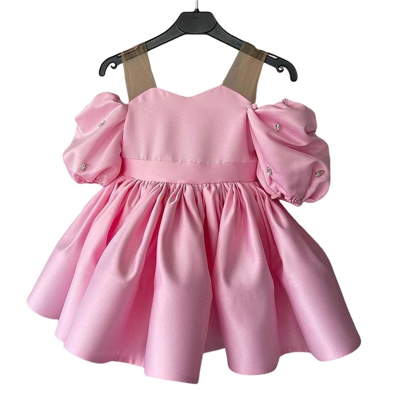 Lindo vestido de bautizo para niña, vestido de princesa para primera comunión y desfile de niñas pequeñas. 