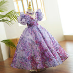 Kommunionkleid für Babys und Kleinkinder, lila Pailletten, bauschig, Prinzessinnenkleid 