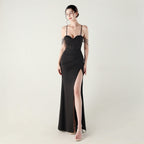 New evening dress, heavy industry beads, fish bone styling straps, waist fish tail, sexy banquet evening dress