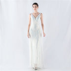 New dress positioning flower beads back beads with cape evening dress, annual meeting, performance