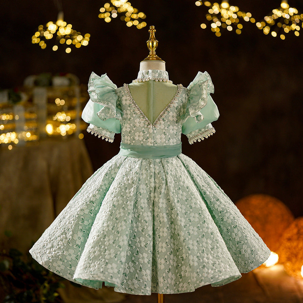 Grünes Paillettenkleid für Babys und Kleinkinder – Prinzessinnenkleid für Geburtstage 