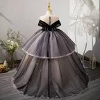 Kleid für kleine Mädchen, Blumenmädchenkleid, Festkleid, Kommunionkleid, schwarzes Paillettenkleid, flauschiges Prinzessinnenkleid 