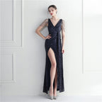 Handmade beaded dress celebrity car model dinner performance long evening dress