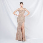 Formal settings fleece bead sheet handmade beaded long evening dress