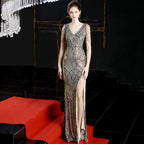Sequins Party Dress Long Banquet Slim Fit Fishtail Elegant Celebrity Party Annual Meeting Host