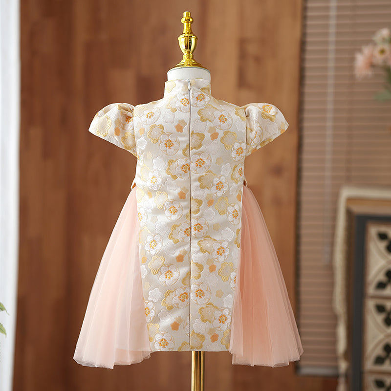 Vestido de niña de las flores, vestido formal para desfile, comunión, vestido de princesa con estampado retro 