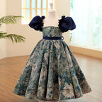 Kommunionkleid für Kleinkinder, Mädchen, Sommerkleid mit Blumenmuster, festliches Prinzessinnenkleid 
