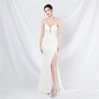 Classical court fishbone vest waist off-the-shoulder suspender evening dress