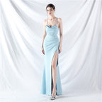 Fishbone vest waist heavy industry craftsmanship beaded tube top sling high-end evening dress