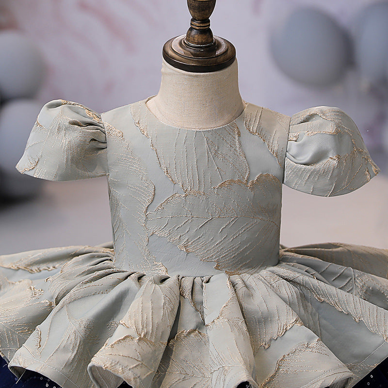 Vestidos de fiesta para niña pequeña, de verano, para comunión, con mangas abullonadas, vestido de princesa esponjoso para desfile 