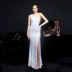 Heavy Craft Colorful Beads Celebrities Party Party Dress Sexy Long Skinny Toast Bride