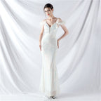 new dress craft order ostrich hair positioning flower bead piece evening dress
