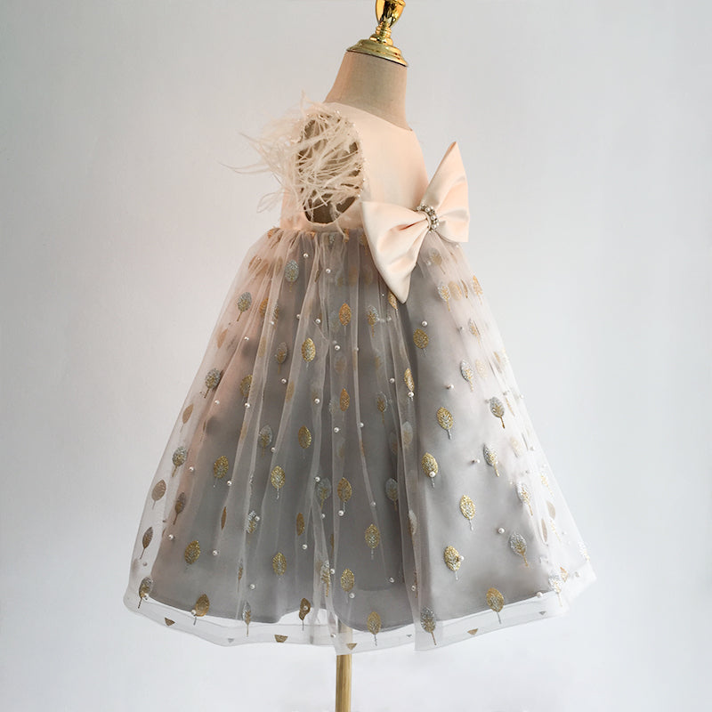Toddler Prom Gowns Girl Princess Summer Bow Sequins Communion Pageant Party Dress