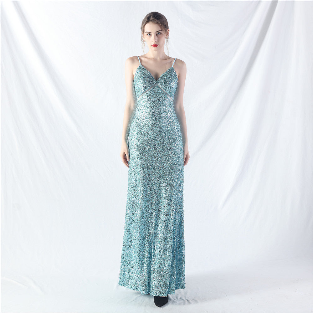 Popular A-shaped pendulum dress can be worn daily sequined long dress