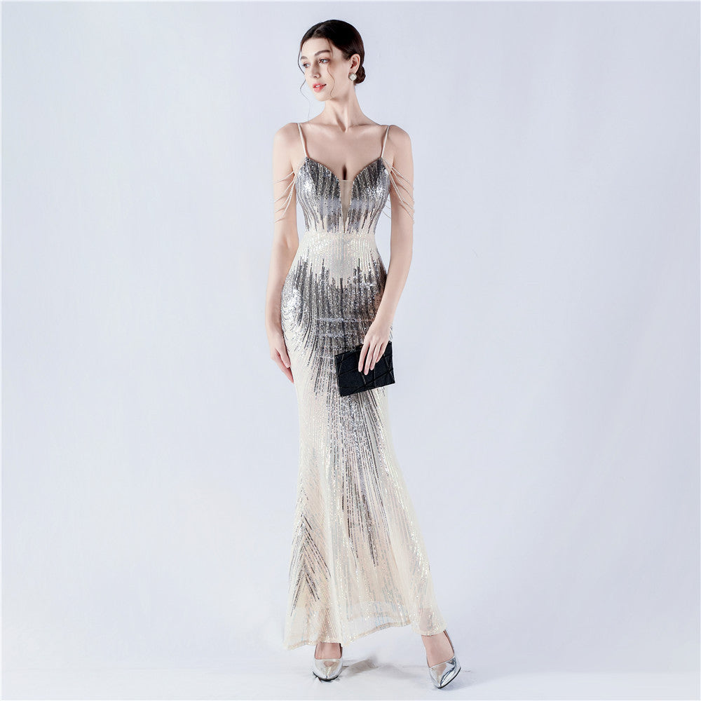 New dress positioning flower bead sheet craft bead suspender evening dress