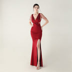 New beaded hot diamond craft slim evening dress, banquet wedding officiant