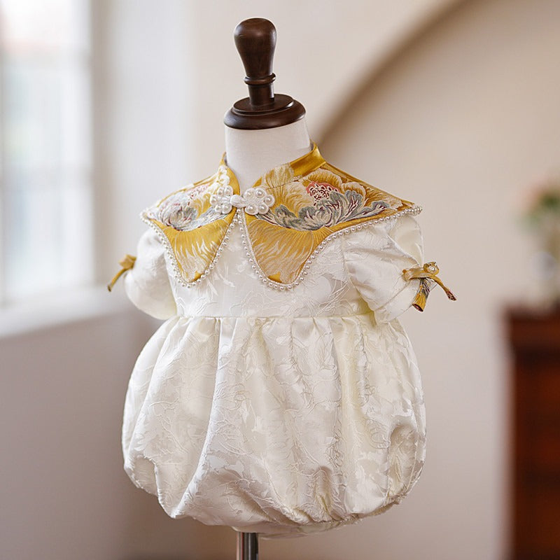 Niedliches Babykleid mit Blumenmuster, Kleinkindkleid für Festlichkeiten, Erstkommunion, Prinzessinnenkleid 
