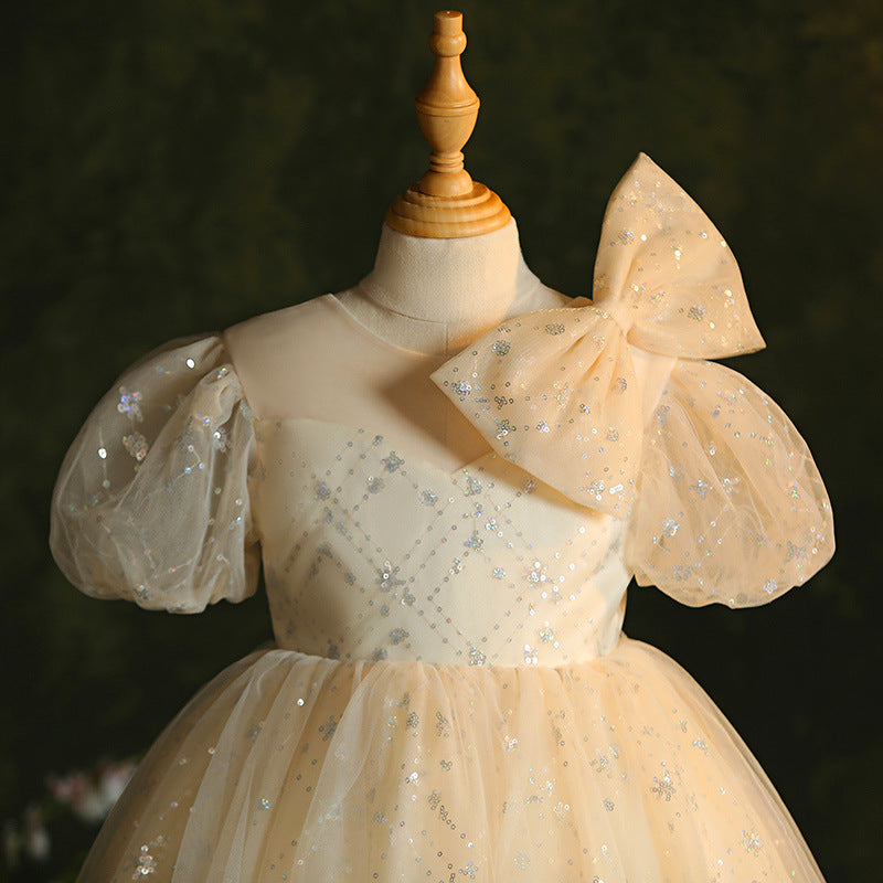 Elegante Kleider für Babys und Kleinkinder mit Puffärmeln zur Erstkommunion und Taufe 