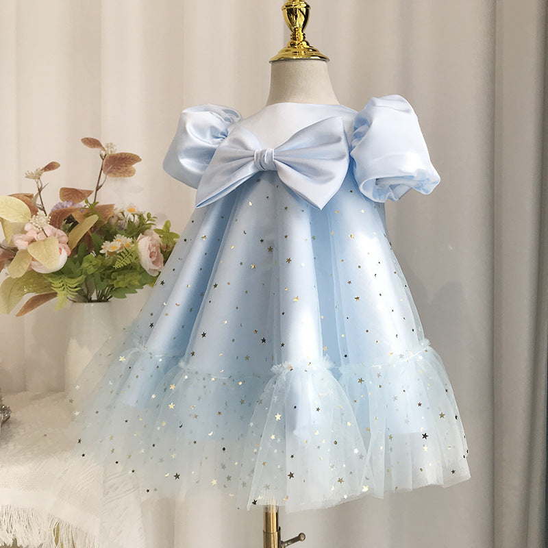 Elegante vestido de princesa con lentejuelas para primera comunión de niñas pequeñas, vestido de cumpleaños para niñas pequeñas 