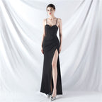 Fishbone vest waist heavy industry craftsmanship beaded tube top sling high-end evening dress