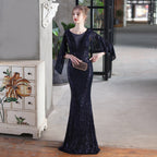 Angel wings sequined fishtail banquet elegant temperament annual meeting host car model party dress female summer