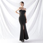 New art bag buckle handmade ostrich hair satin long evening dress
