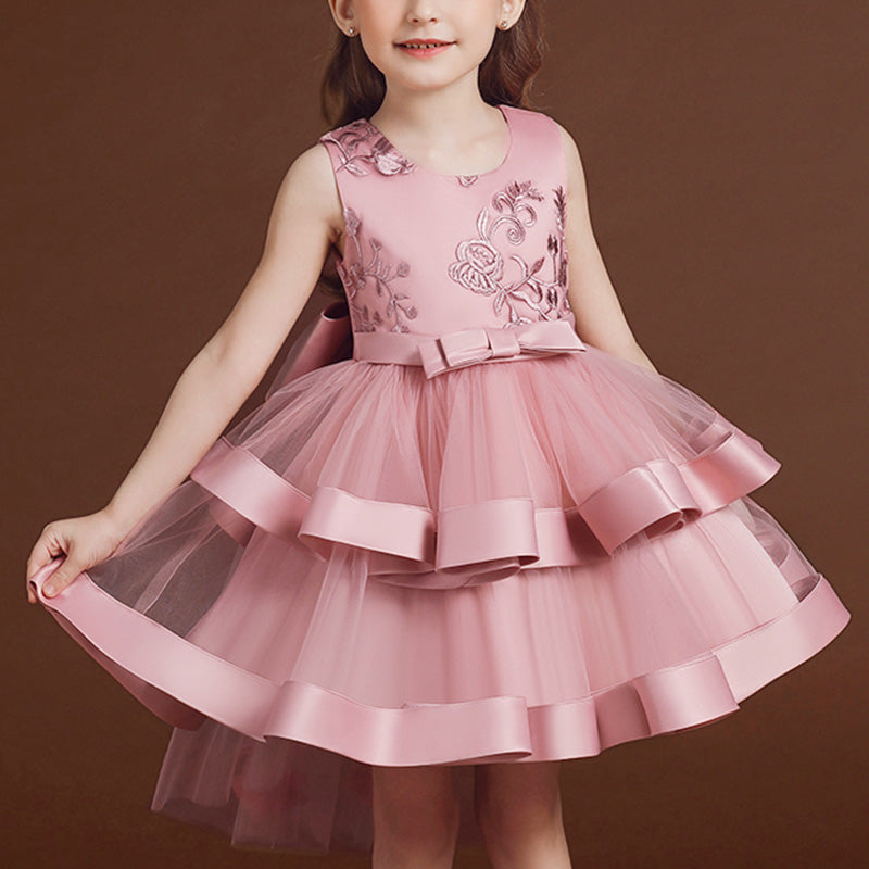 Kommunionkleid für Mädchen, Festkleid für Babys, Sommerkleid mit Schleife, bauschiges Ballkleid, Prinzessinnenkleid 