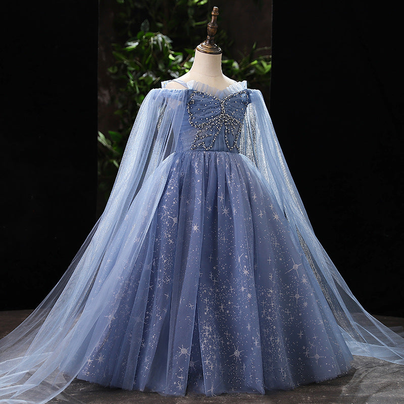 Ballkleider für Kleinkinder, Blumenmädchen, Sommer, Blau, formell, Grau, bauschig, Kommunion, Prinzessinnenkleid 