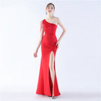 New satin craft beads wedding celebration exhibition dress dress