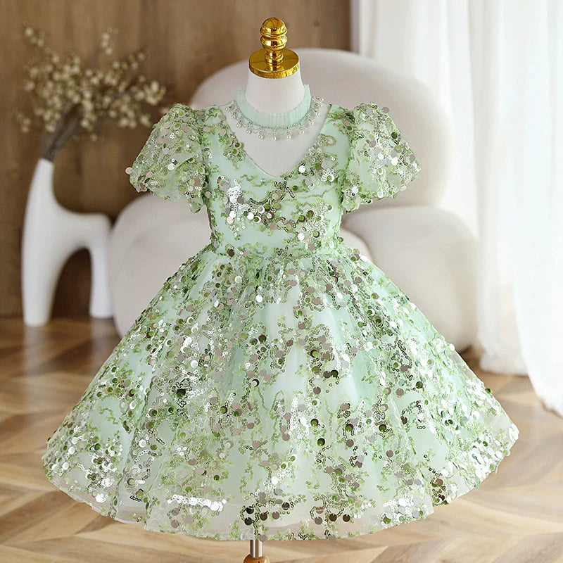 Niedliches Paillettenkleid für Babys und Kleinkinder – Weihnachtskleid, Festkleid für Kleinkinder, Kommunionkleid, Prinzessinnenkleid 