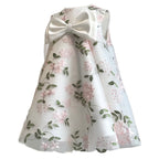Baby Girl Dress Toddler Birthday Party Flower Printing Bow Communion Dress