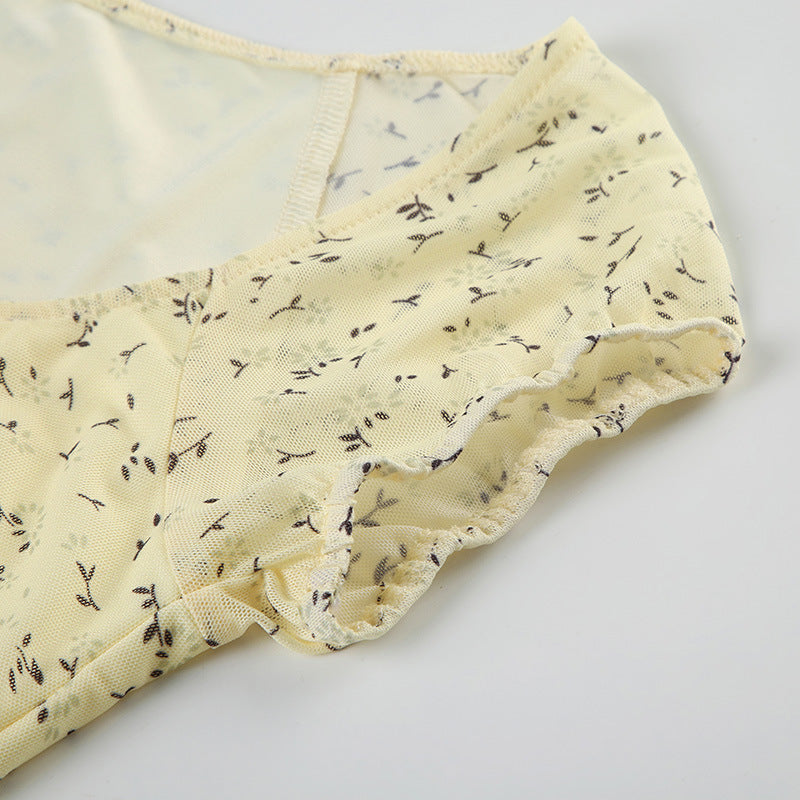 Vintage Floral Mesh Sexy Blouse