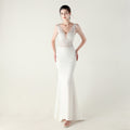 New Bead Lace Bead Embroidery Evening Ceremony, Off-Shoulder Fishtail Dress, Red Carpet Wedding Banquet Dress