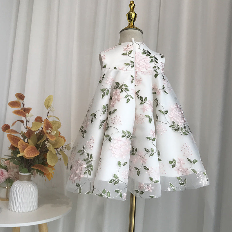 Vestido para niña pequeña, fiesta de cumpleaños, estampado de flores, lazo, vestido de comunión 