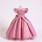 Kommunionkleid für Mädchen, elegant, mit großer Schleife, bauschig, Prinzessinnenkleid, festliches Partykleid 