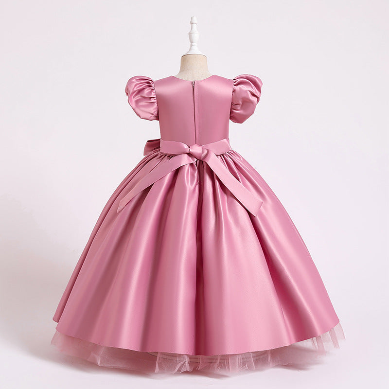 Kommunionkleid für Mädchen, elegant, mit großer Schleife, bauschig, Prinzessinnenkleid, festliches Partykleid 