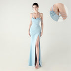 New evening dress, heavy industry beads, fish bone styling straps, waist fish tail, sexy banquet evening dress