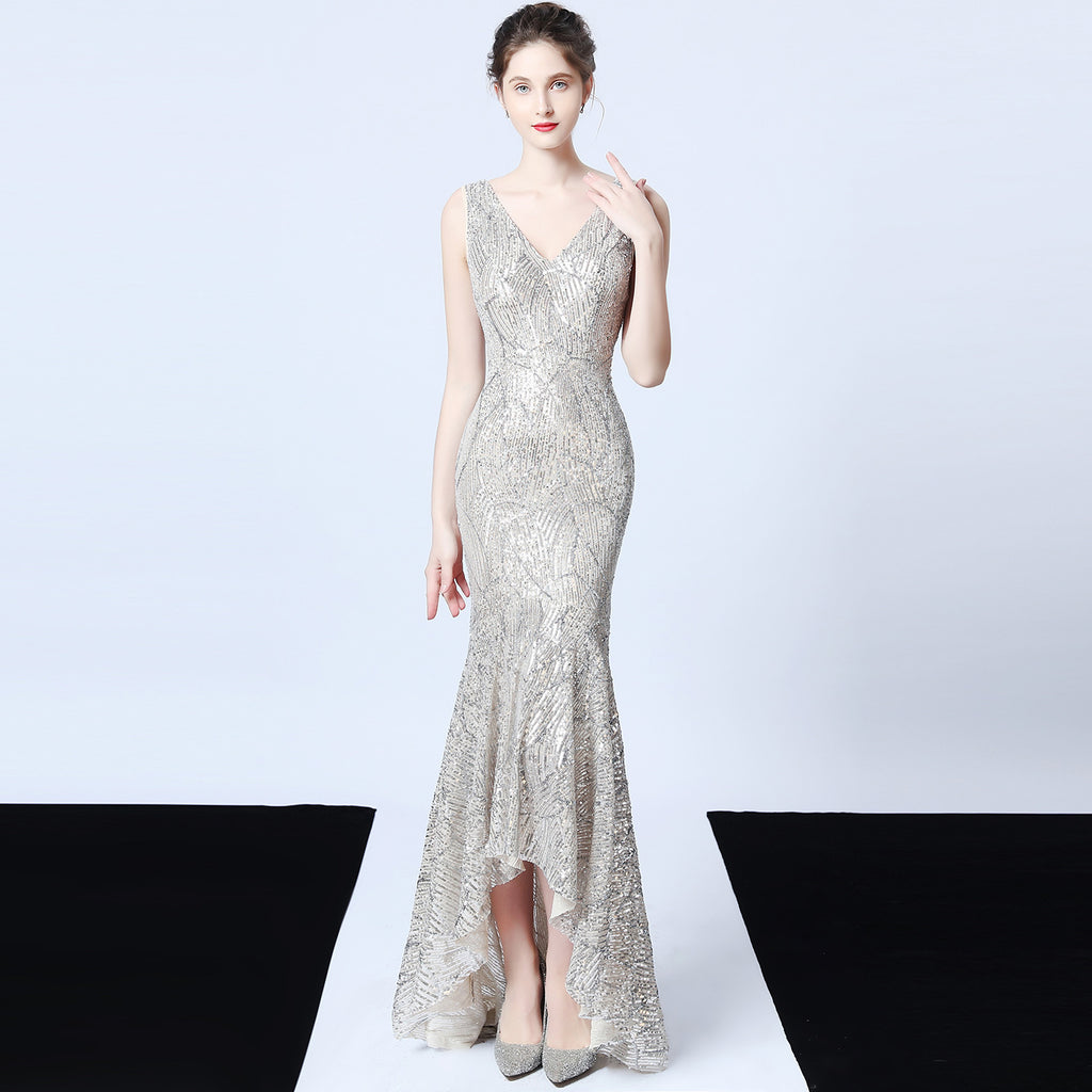 Evening dress V-neck sexy night show socialites party dress dinner dress host