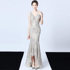 Evening dress V-neck sexy night show socialites party dress dinner dress host