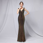 New sequined fishtail dress performance Internet celebrity event banquet etiquette evening dress