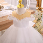 Ballkleider für Kleinkinder, Blumenmädchen, Geburtstag, Gold, Weiß, Taufe, Kommunion, Prinzessin, Festkleid 