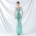 new dress craft order ostrich hair positioning flower bead piece evening dress